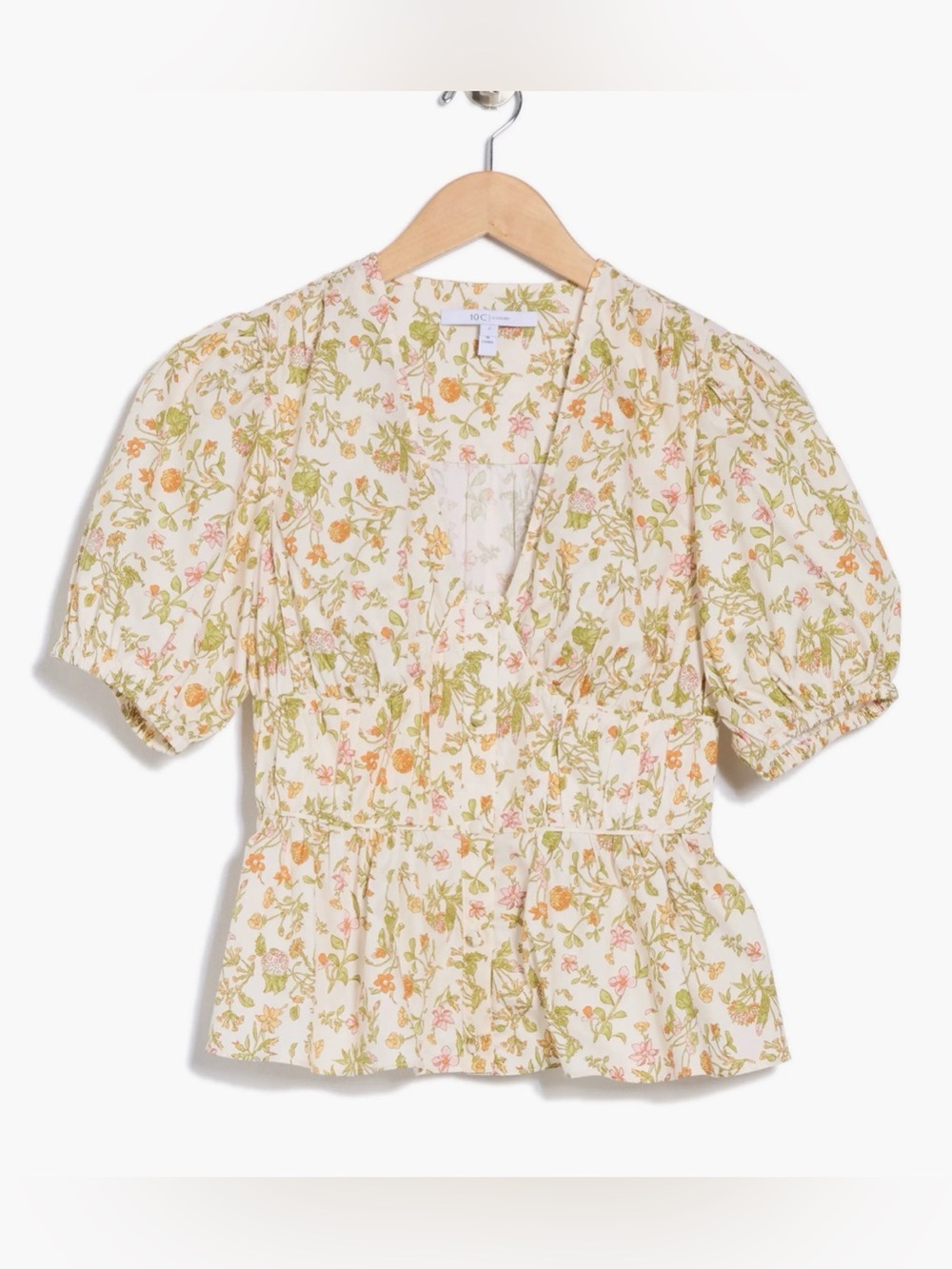 DEREK LAM 10 CROSBY Maureen floral-print cotton poplin top MSRP $395
